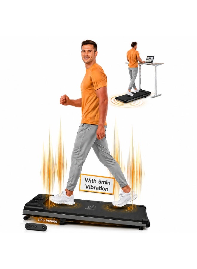 RIGID FITNESS Under Desk Treadmill with Vibration & 10% Incline, Walking Pad with Bluetooth App & Remote, Quiet Motor, 8km/h Speed, 100kg Capacity for Home & Office - Image 1