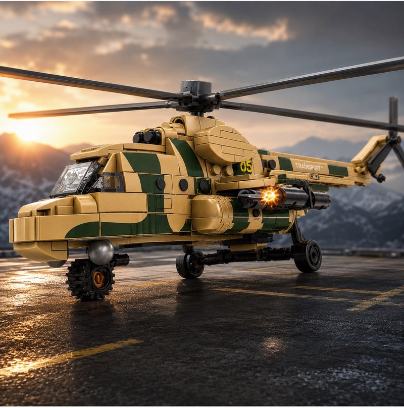 MINGDI MI-8 Transport Helicopter Model Building Kit – 838+ PCS Military Aircraft Construction Set, Ages 6+ - Image 3