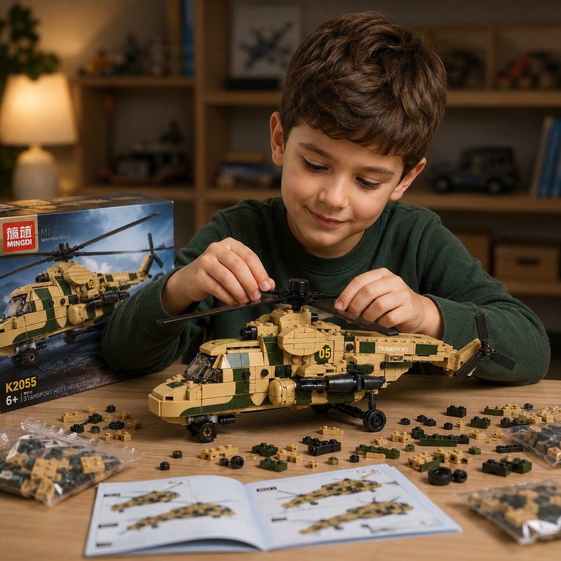 MINGDI MI-8 Transport Helicopter Model Building Kit – 838+ PCS Military Aircraft Construction Set, Ages 6+ - Image 4