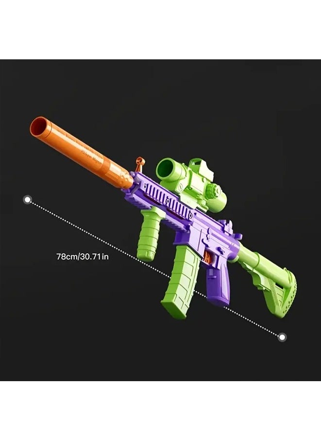 null - Automatic Shell Ejection Soft Bullet Gun Mechanical Burst Toy Gun M4A1 Carrot-colored Soft Bullet Gun Toy with Soft Bullets & Pull Back Action - Image 1