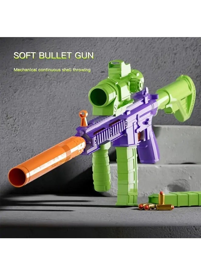 null - Automatic Shell Ejection Soft Bullet Gun Mechanical Burst Toy Gun M4A1 Carrot-colored Soft Bullet Gun Toy with Soft Bullets & Pull Back Action - Image 1