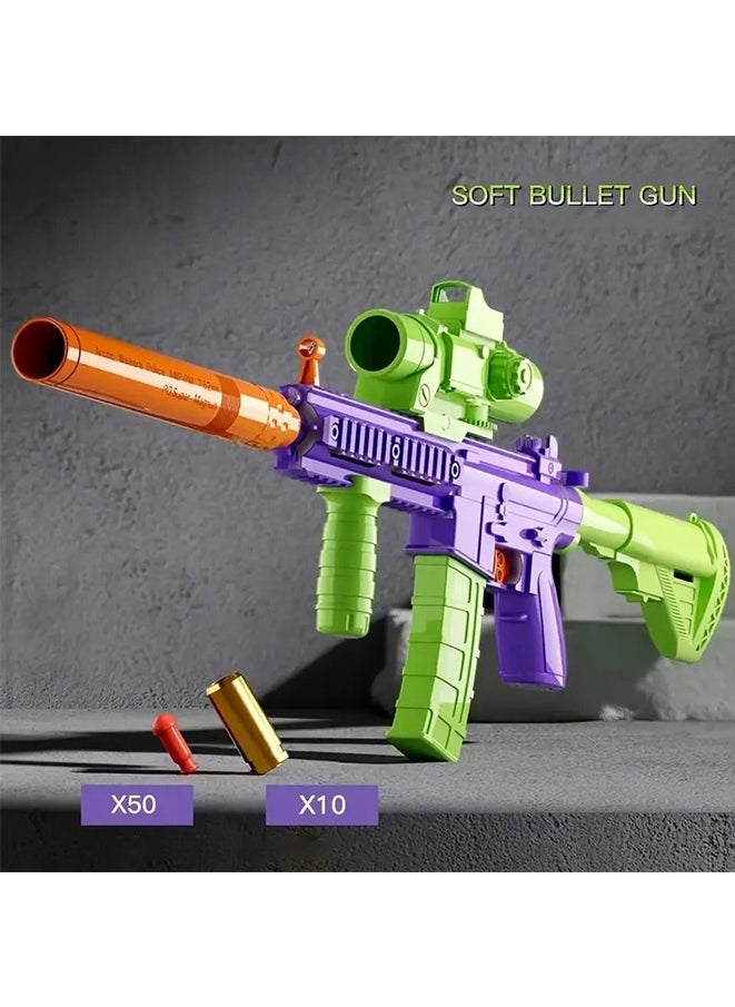 null - Automatic Shell Ejection Soft Bullet Gun Mechanical Burst Toy Gun M4A1 Carrot-colored Soft Bullet Gun Toy with Soft Bullets & Pull Back Action - Image 1