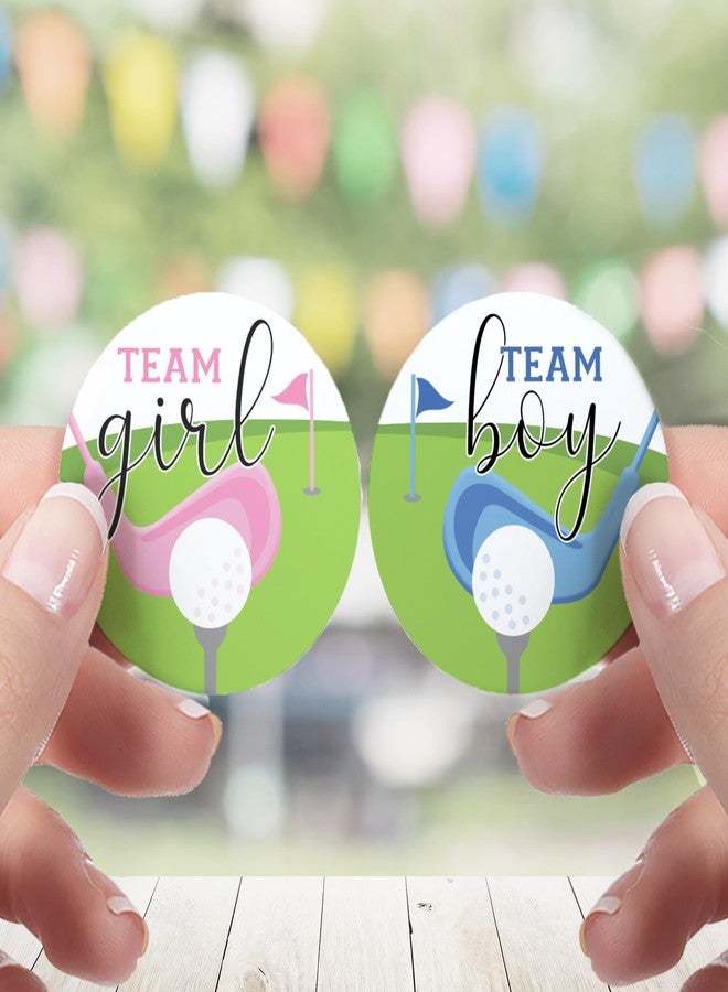 DISTINCTIVS Golf Gender Reveal Party, Putters or Pearls Team Boy or Team Girl Stickers - 40 Count - Image 2