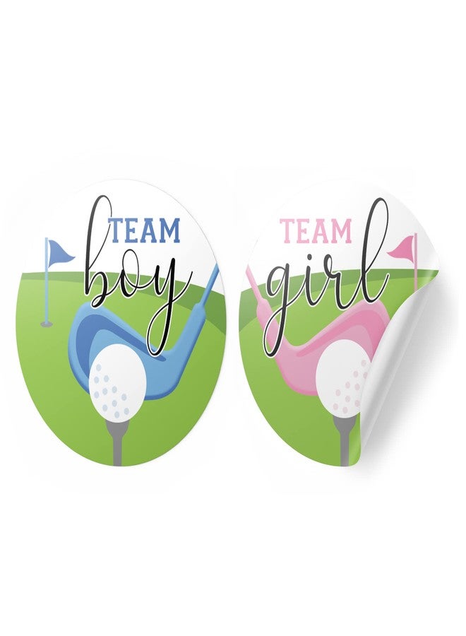 DISTINCTIVS Golf Gender Reveal Party, Putters or Pearls Team Boy or Team Girl Stickers - 40 Count - Image 1