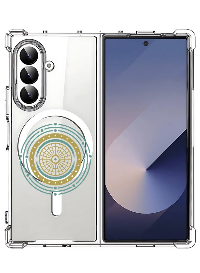 Theodor Magnetic Case for Samsung Galaxy Z Fold 7 Compatible with MagSafe Wireless Charging, Shockproof Phone Bumper Cover Mandala 2 - Image 1