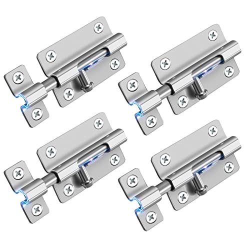 HELEMAN Door Security Slide Latch Lock, Keyless Entry Door Lock, Thickened Heavy Duty Steel Sliding Door Lock, Easy to Install Gate, Slide Latch Lock with 12 Screws - Image 1