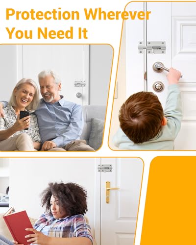HELEMAN Door Security Slide Latch Lock, Keyless Entry Door Lock, Thickened Heavy Duty Steel Sliding Door Lock, Easy to Install Gate, Slide Latch Lock with 12 Screws - Image 5