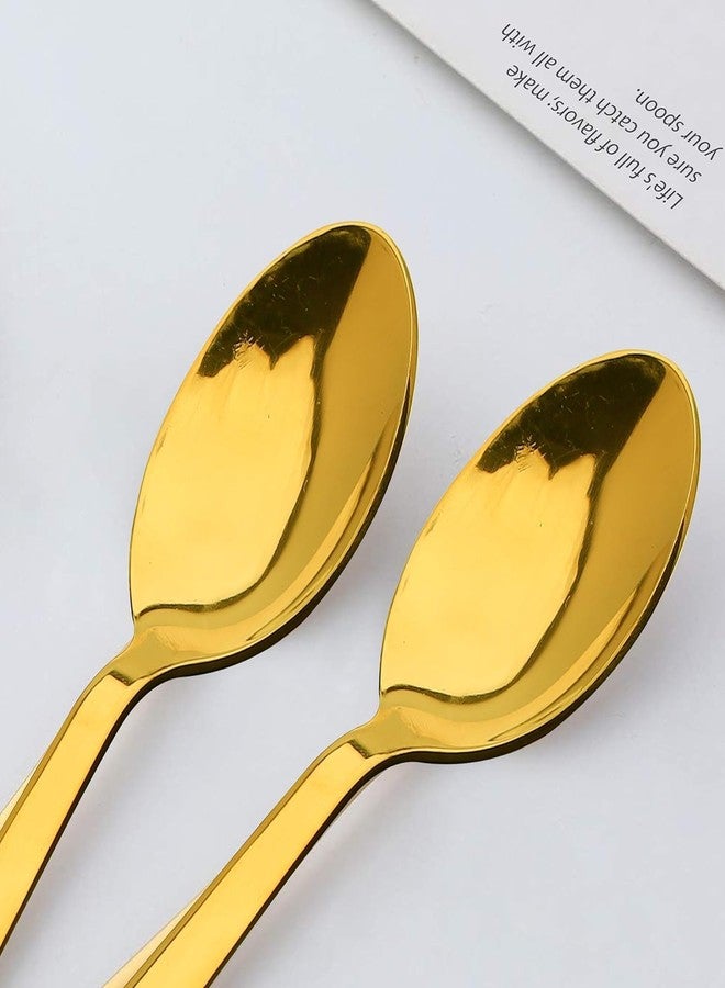 VishList Golden Coffee Spoon (Pack of 6) 15 cm Long Premium Golden Finish Stainless Steel Luxury Tea & Coffee Spoons Dessert, Soup, Daily Use Elegant Gold Tableware with Modern - Image 2