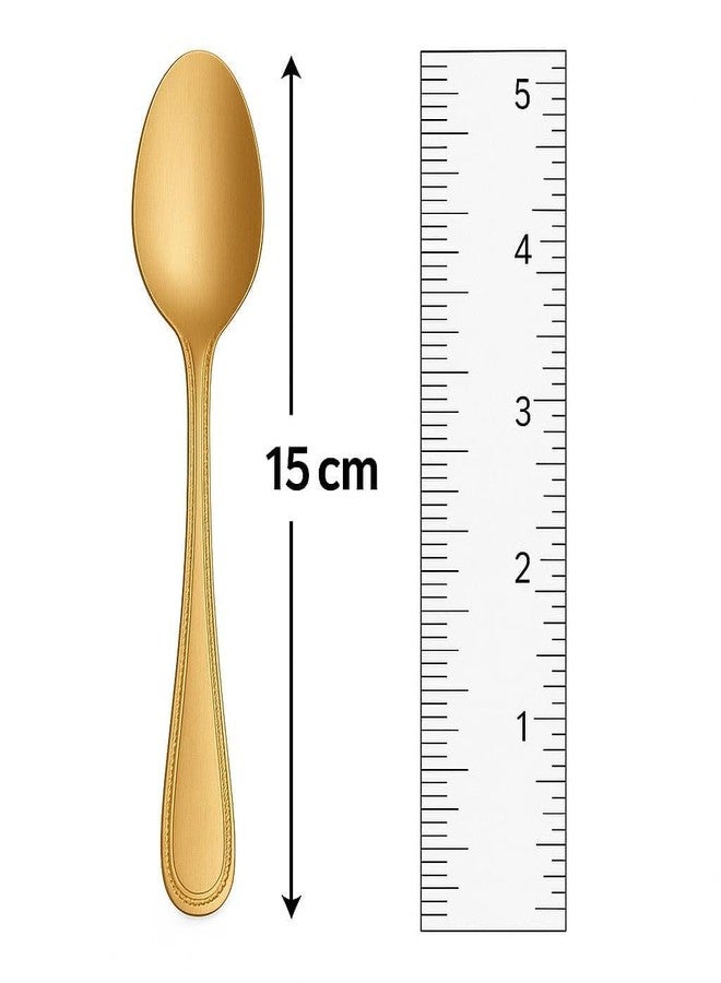 VishList Golden Coffee Spoon (Pack of 6) 15 cm Long Premium Golden Finish Stainless Steel Luxury Tea & Coffee Spoons Dessert, Soup, Daily Use Elegant Gold Tableware with Modern - Image 3