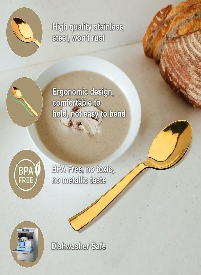 VishList Golden Coffee Spoon (Pack of 6) 15 cm Long Premium Golden Finish Stainless Steel Luxury Tea & Coffee Spoons Dessert, Soup, Daily Use Elegant Gold Tableware with Modern - Image 4