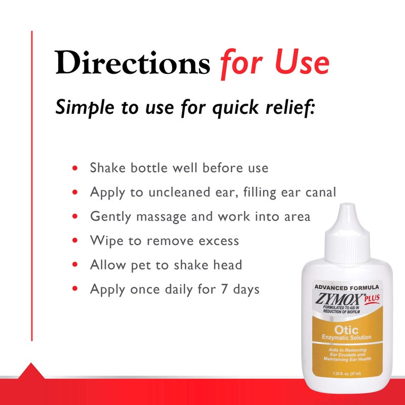 Zymox Advanced Formula Otic Plus Enzymatic Ear Solution for Dogs and Cats Without Hydrocortisone, 1.25oz - Image 5