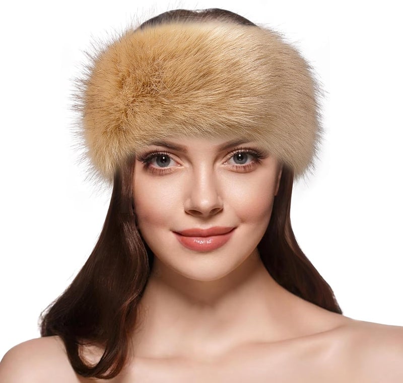 Dikoaina Womens Faux Fur Headband Winter Earwarmer Earmuff Ski - Image 5