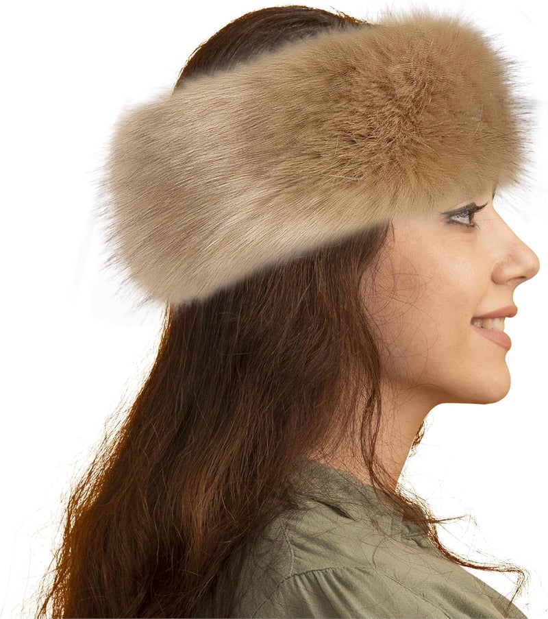 Dikoaina Womens Faux Fur Headband Winter Earwarmer Earmuff Ski - Image 2