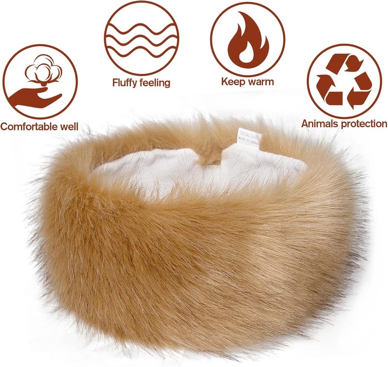 Dikoaina Womens Faux Fur Headband Winter Earwarmer Earmuff Ski - Image 4