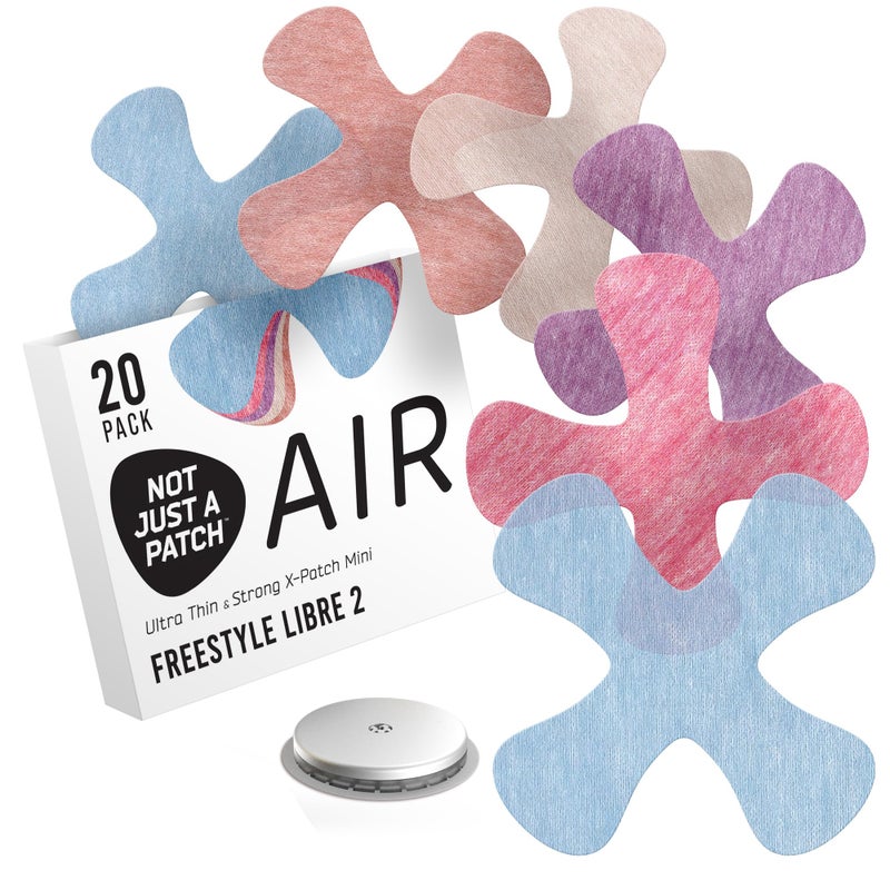 Not Just A Patch Air XMini Adhesive Patch for Freestyle Libre 2 20 Pack WaterResistant Breathable Sensor Covers 14Day Hold CGM Glucose Monitor Patches Thin Strong Light Multicolor