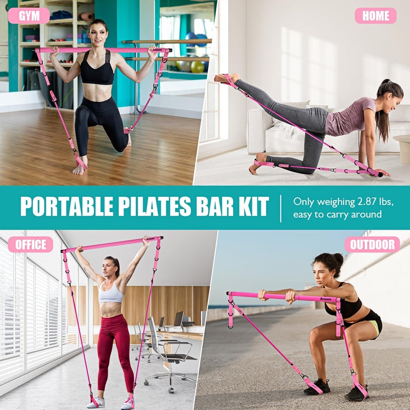 Ayombo Pilates Bar Kit with Resistance Bands, Adjustable Pilates Equipment for Legs, Hip, Waist, Arm, Squats Exercise Equipment for Home Gym Workouts, 3-Section Pilates Bar Kit for Women & Men - Image 5