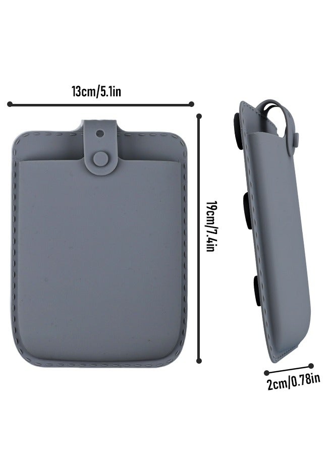 Versatile Silicone Suction Cup Storage Bag, Wireless Mouse Stand, Makeup Brush Storage Bag, Compatible with iPad or MacBook Laptops, iPads, Tiles, Glass, Wardrobes, Dark Grey - Image 3
