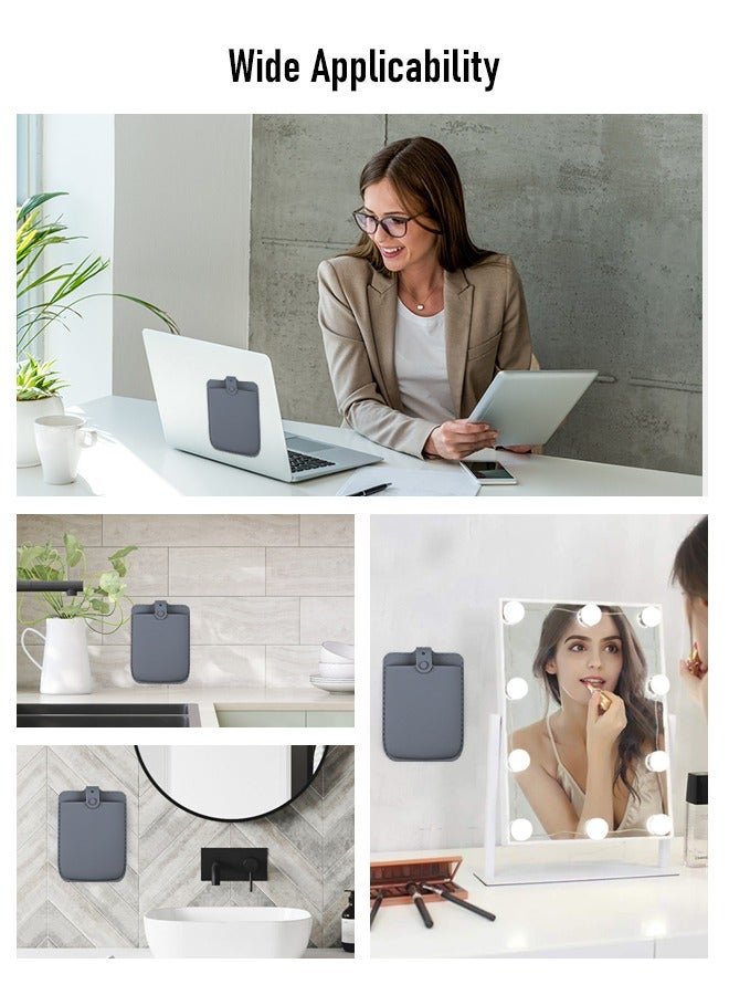 Versatile Silicone Suction Cup Storage Bag, Wireless Mouse Stand, Makeup Brush Storage Bag, Compatible with iPad or MacBook Laptops, iPads, Tiles, Glass, Wardrobes, Dark Grey - Image 5