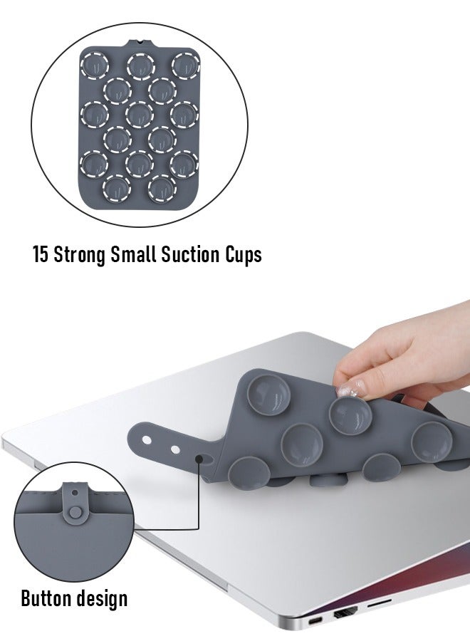 Versatile Silicone Suction Cup Storage Bag, Wireless Mouse Stand, Makeup Brush Storage Bag, Compatible with iPad or MacBook Laptops, iPads, Tiles, Glass, Wardrobes, Dark Grey - Image 2