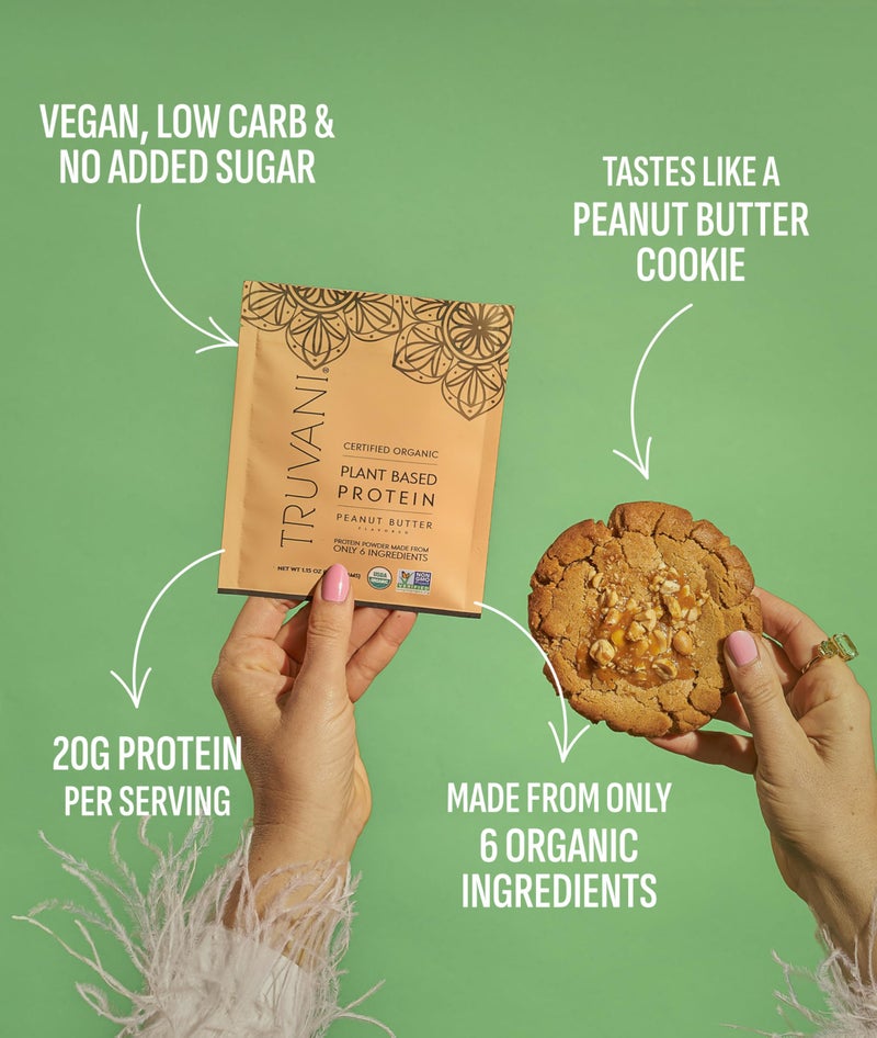 Truvani Vegan Pea Protein Powder | Peanut Butter | 20g Organic Plant Based Protein | 20 Servings | Keto | Gluten & Dairy Free | Low Carb | No Added Sugar - Image 3