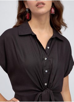 Dennis Lingo Black Regular Fit Midi Dress for Women - Viscose Moss, Half Sleeves, Casual,  - Image 4