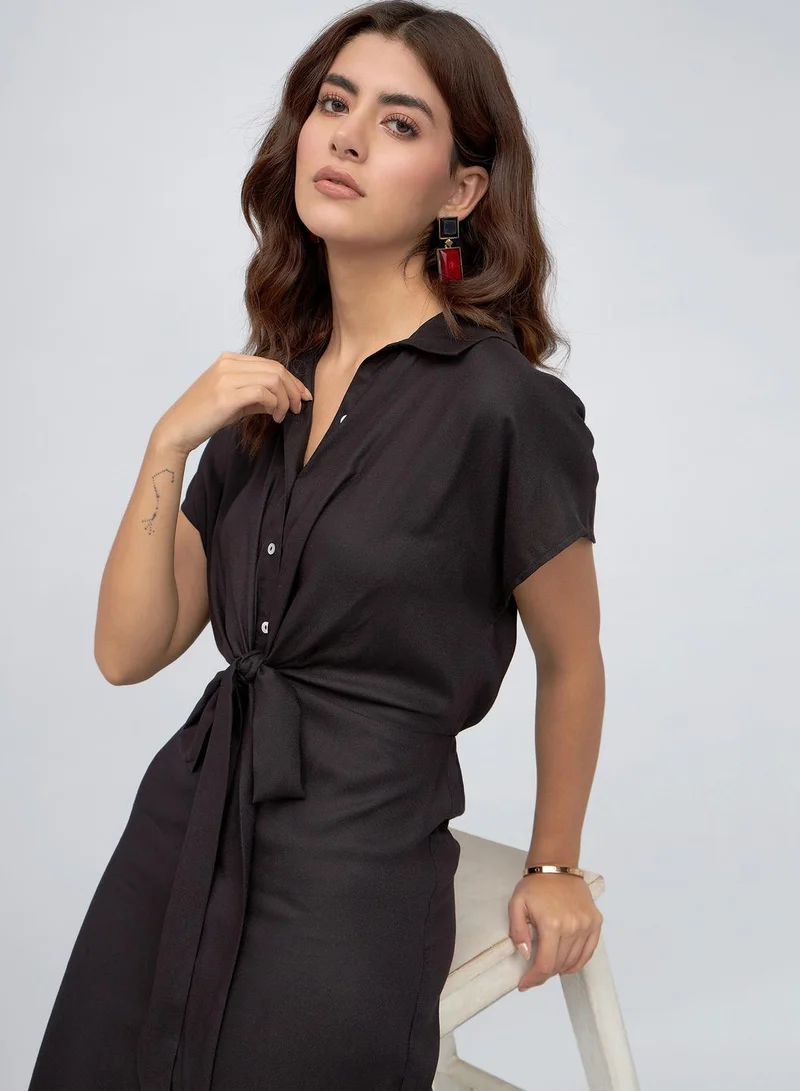 Dennis Lingo Knotted Front Midi Dress