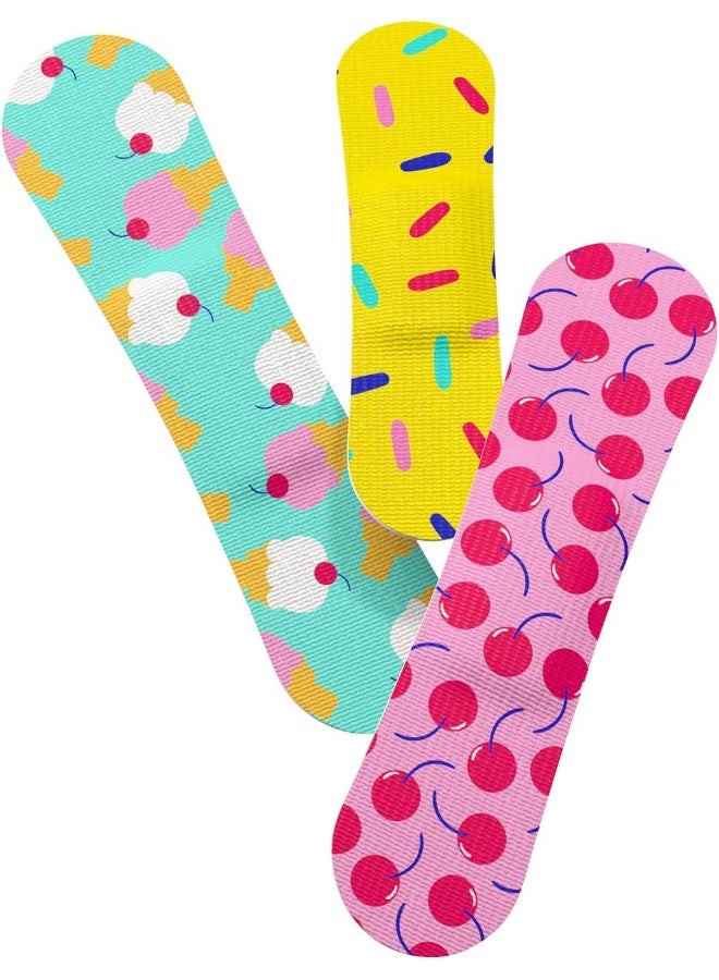 Welly Bandages | Adhesive Flexible Fabric Bravery Badges | Assorted Shapes for Minor Cuts, Scrapes, and Wounds | Colorful and Fun First Aid Tin | Ice Cream Patterns - 48 Count - Image 5
