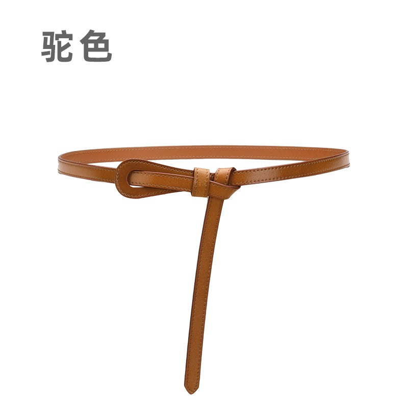 New Womens Leather Skinny Belt for Dresses 15020-brown  - Image 3
