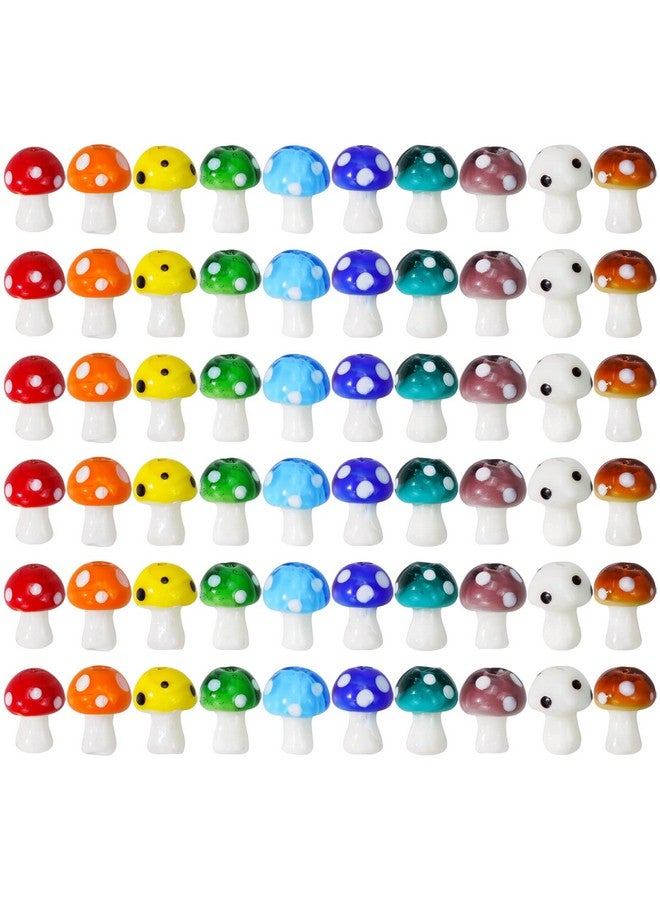 jiebor 100Pcs Mushroom Glass Beads Charms Lampwork Beads Cute Beads For Jewelry Craft Necklace Bracelet Earring Making Halloween 12X16Mm - Image 1