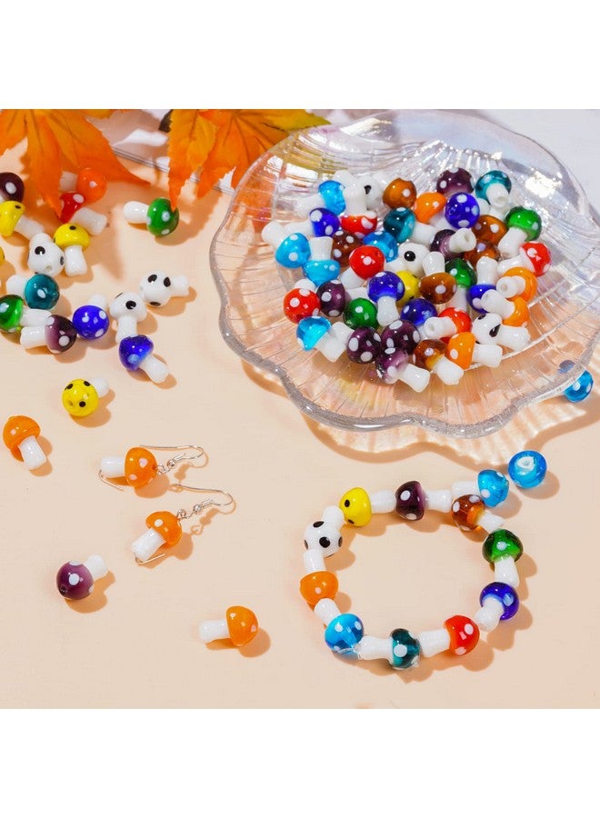 jiebor 100Pcs Mushroom Glass Beads Charms Lampwork Beads Cute Beads For Jewelry Craft Necklace Bracelet Earring Making Halloween 12X16Mm - Image 2