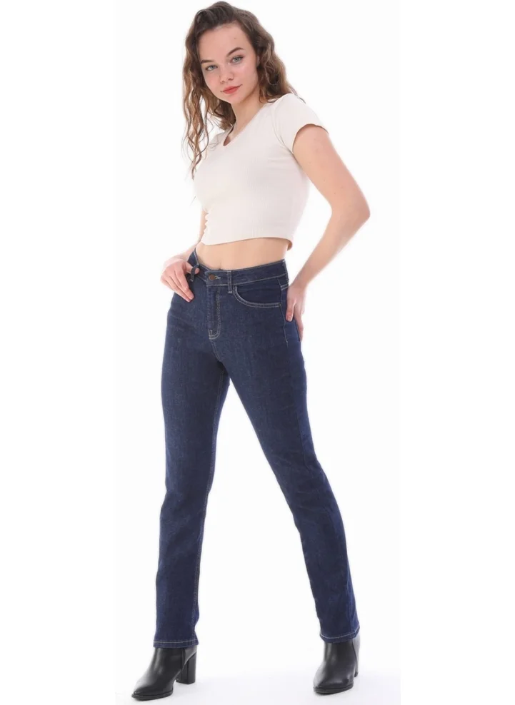 Cedy Denim Women's Pile Leg High Waist Regular Fit Lycra Trousers