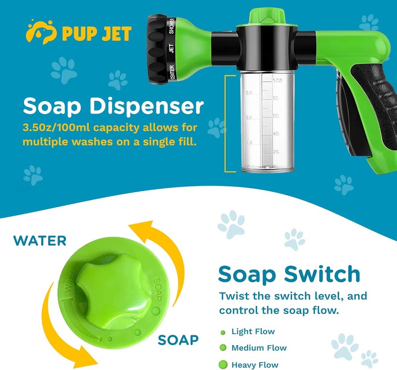 FREEZE2TRIM Pup Jet Dog Washing Hose Attachment with Soap Dispenser – 8-in-1 Fur Sweep Dog Bathing Supplies Kit, Shower Attachment & Shampoo Sprayer for Dog Wash, Bath, and Grooming Perfect for Pet Care at Home - Image 5