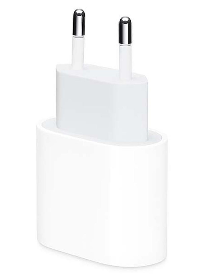 ابل  مقبس محول USB-C بقدرة 20 وات بمسمارين (قابس أوروبي) أبيض - Image 1