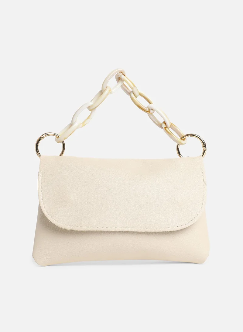 Haute Sauce Solid Magnet Lock Regular Vegan Leather Sling Bag with Detachable Strap