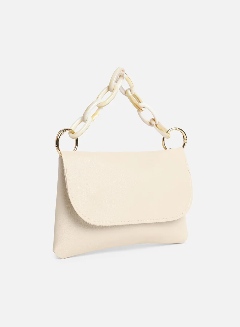 Haute Sauce Solid Magnet Lock Regular Vegan Leather Sling Bag with Detachable Strap