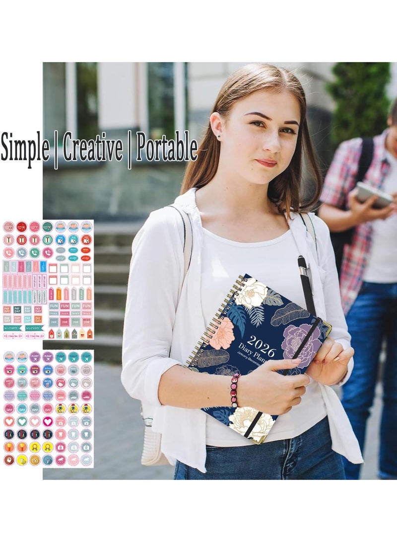 CMGTYYD 2026 Planner Notebook Monthly Daily Weekly Calendar Planner with Hardcover Spiral Bookmarks Academic Time Management Organizer，For Diary Journal Agenda Office Work School Study Supplies - Image 4