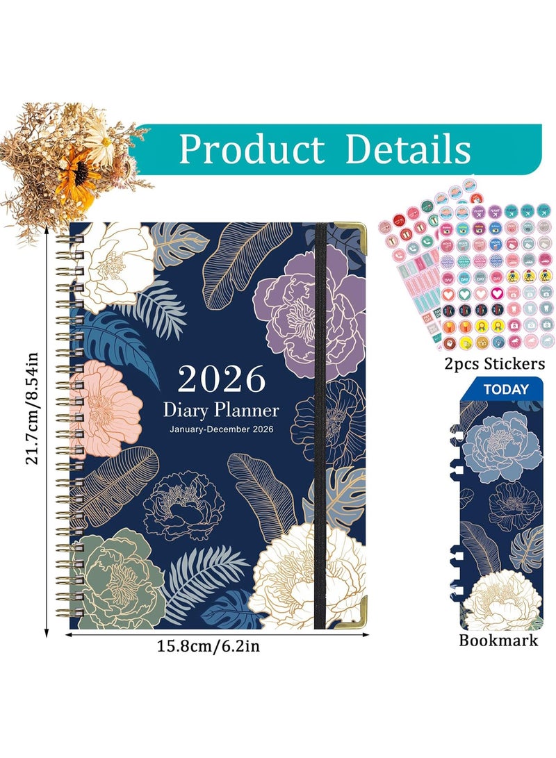 CMGTYYD 2026 Planner Notebook Monthly Daily Weekly Calendar Planner with Hardcover Spiral Bookmarks Academic Time Management Organizer，For Diary Journal Agenda Office Work School Study Supplies - Image 2