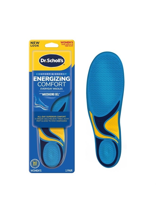Dr. Scholl's Energizing Comfort Everyday Insoles with Massaging Gel®, On Your Feet All-Day Energy, Shock Absorbing, Arch Support, Trim Inserts to Fit Shoes, Women's Size 6-10, 1 Pair  - Image 1