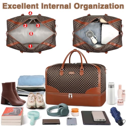 ITIEZY حقيبة نهاية الأسبوع للسيدات - حقيبة سفر دفل مع حجرة للأحذية 21.5" للسفر ورحلات العمل - Image 2