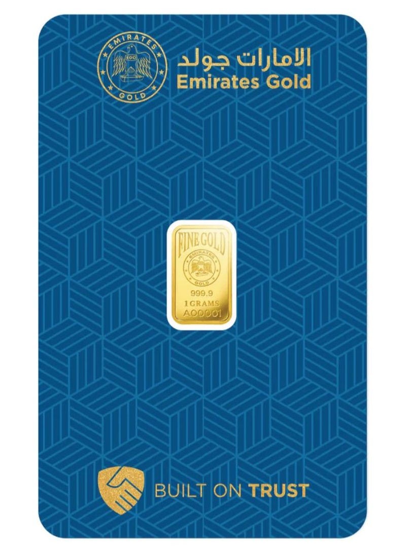 Emirates Gold RAK GOLD -1 gram Gold Bar 24 Karat 999.9 Emirates Gold- 1 gram - Image 1