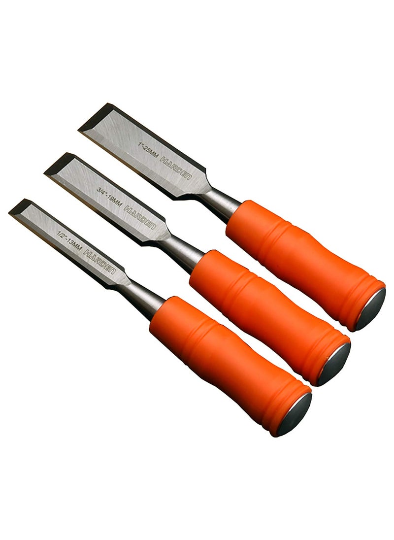 Harden Harden 3Pcs 13mm 19mm 25mm Durable Woodwork Wood Carving Chisel Set CRV Steel Sharp Edge Ergonomic Handle 611001  - Image 1
