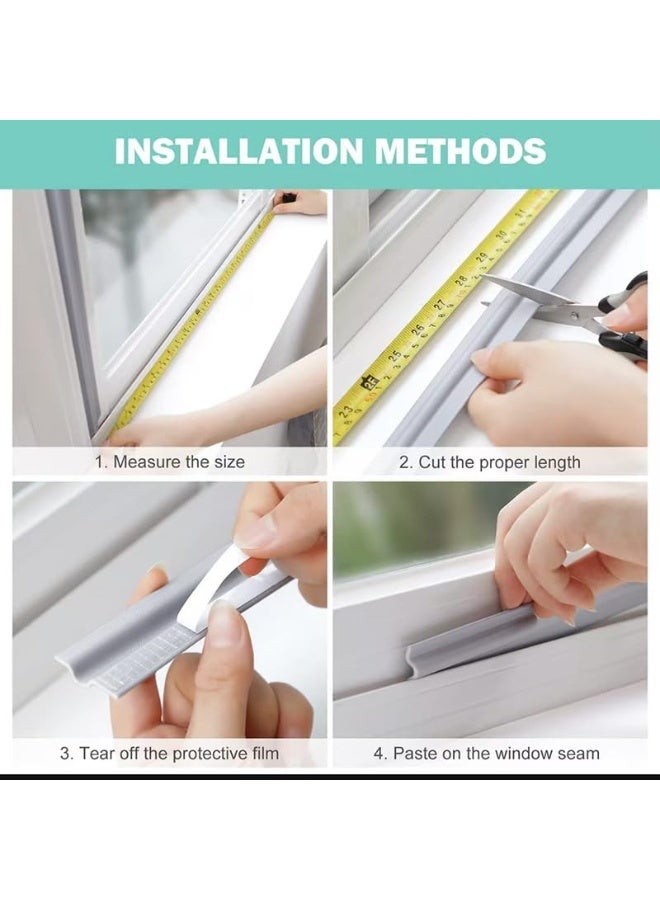 VIUAUAX Draft Excluders Seals, Soundproof Shockproof Dust prevention Wind Stopper, Window Door Weather Stripping, Self-Adhesive Cuttable Seal Strip, Length 3m (White) - Image 5