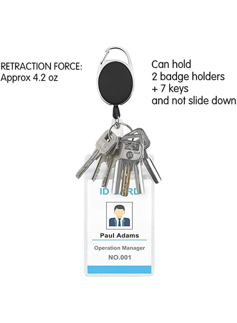 4 Pack Retractable Keychain Reel with Carabiner Clip – Heavy Duty Metal ID Badge Holder for Keys, Cards, Name Tags, Belts & Backpacks - Image 3