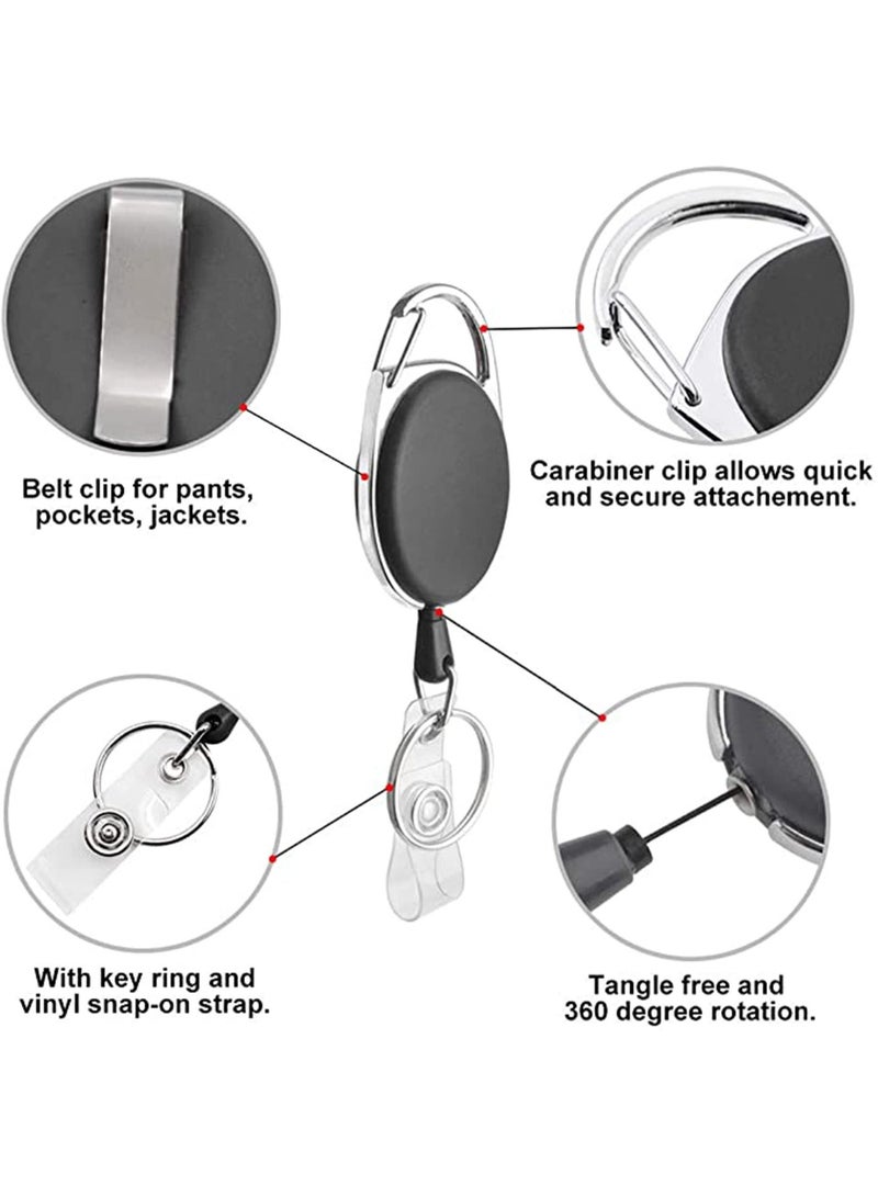 4 Pack Retractable Keychain Reel with Carabiner Clip – Heavy Duty Metal ID Badge Holder for Keys, Cards, Name Tags, Belts & Backpacks - Image 5