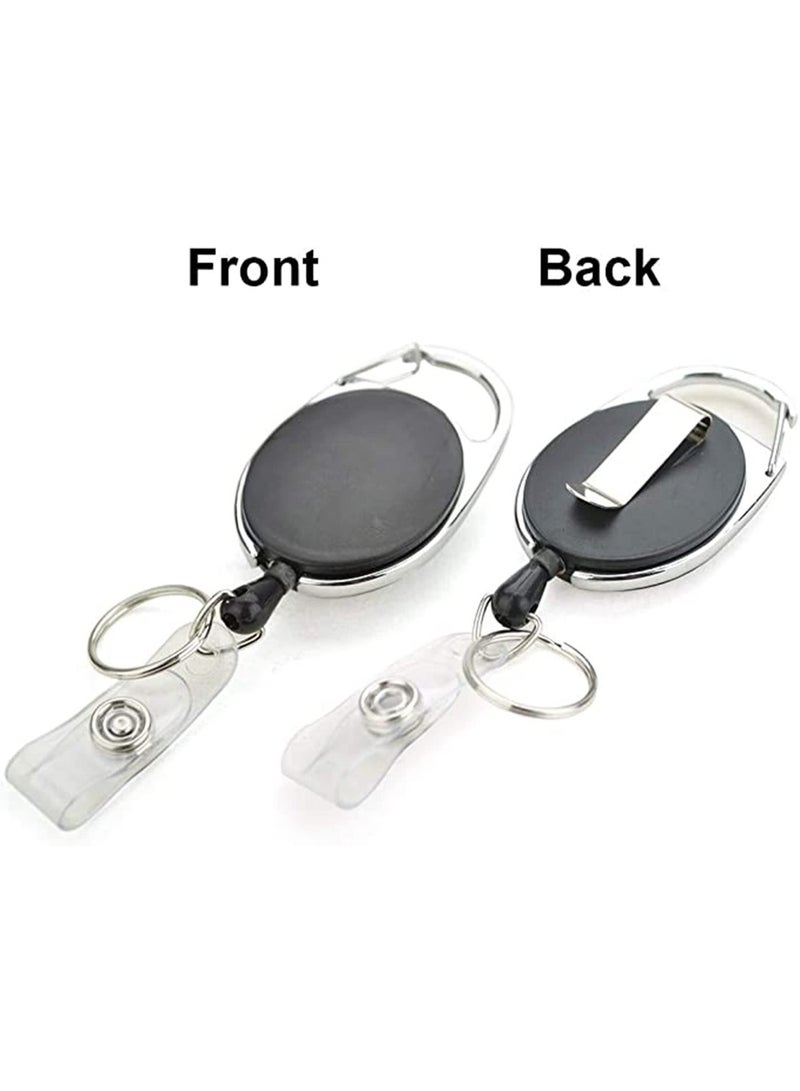 4 Pack Retractable Keychain Reel with Carabiner Clip – Heavy Duty Metal ID Badge Holder for Keys, Cards, Name Tags, Belts & Backpacks - Image 4
