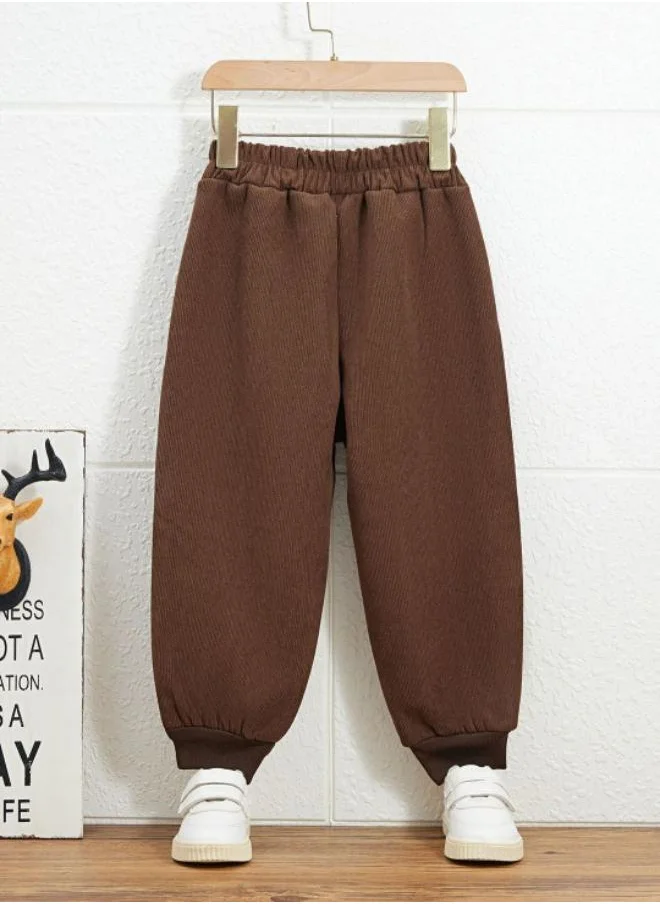 YUNIQEE Brown Regular Fit Mid Rise Applique Trackpant