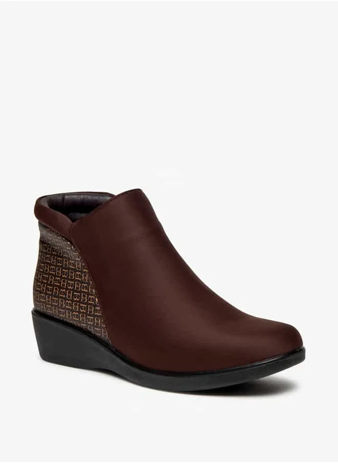 Flora Bella By Shoexpress Women Panelled Ankle Boots with Zip Closure and Wedge Heels
