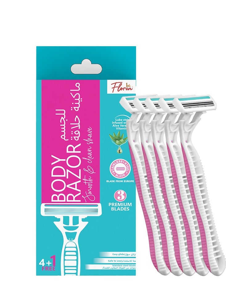 Floren Disposable 3-Blade Body Razor – Pack of 5