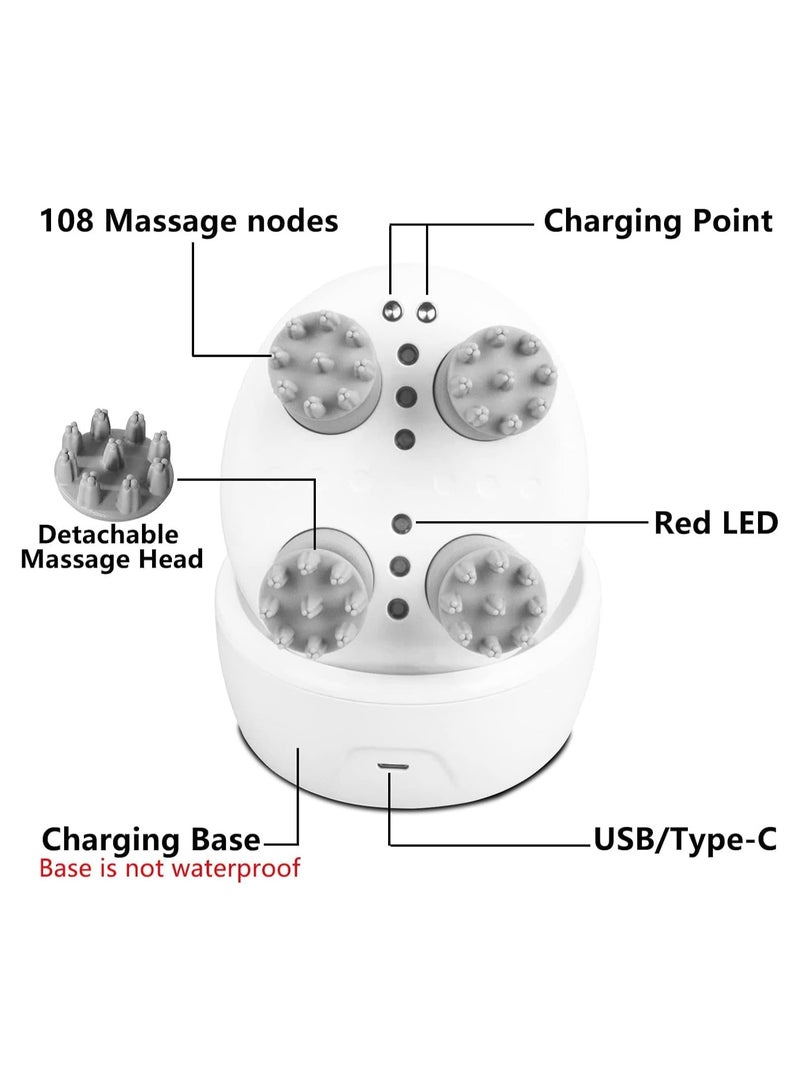 general Electric Head Massager Waterproof with 4 Removable Massage Heads, Cordless Portable Red Light Therapy Handheld Massager, 4 Massage Modes Pressure Relaxing Scalp, Suitable for Whole Body and Pets - Image 4