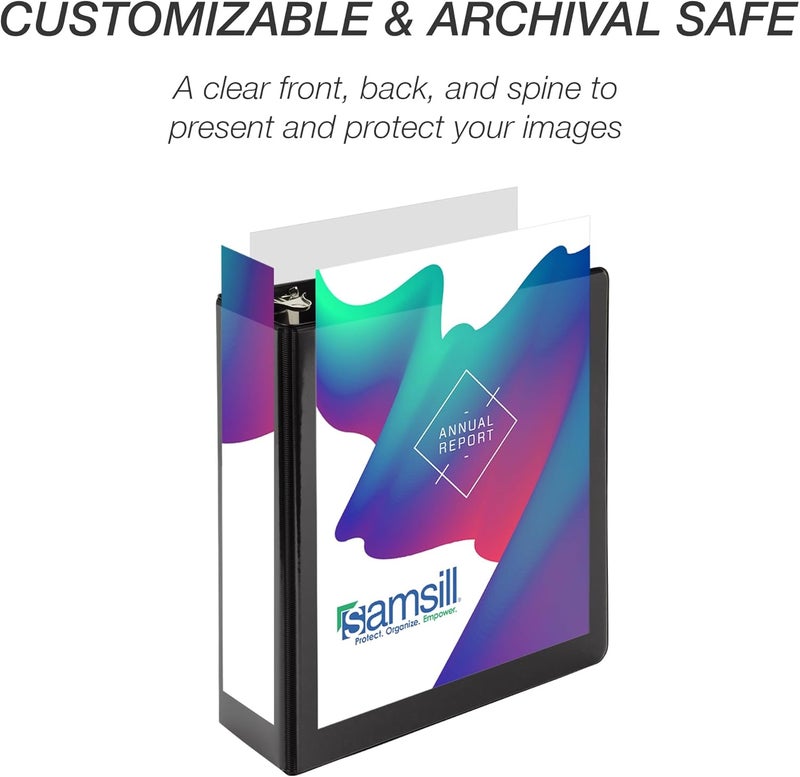 Samsill Economy 2 Inch Mini 3 Ring Binder Made in The USA 91 x 75 Round Ring Binder NonStick Customizable Cover Black - Image 3